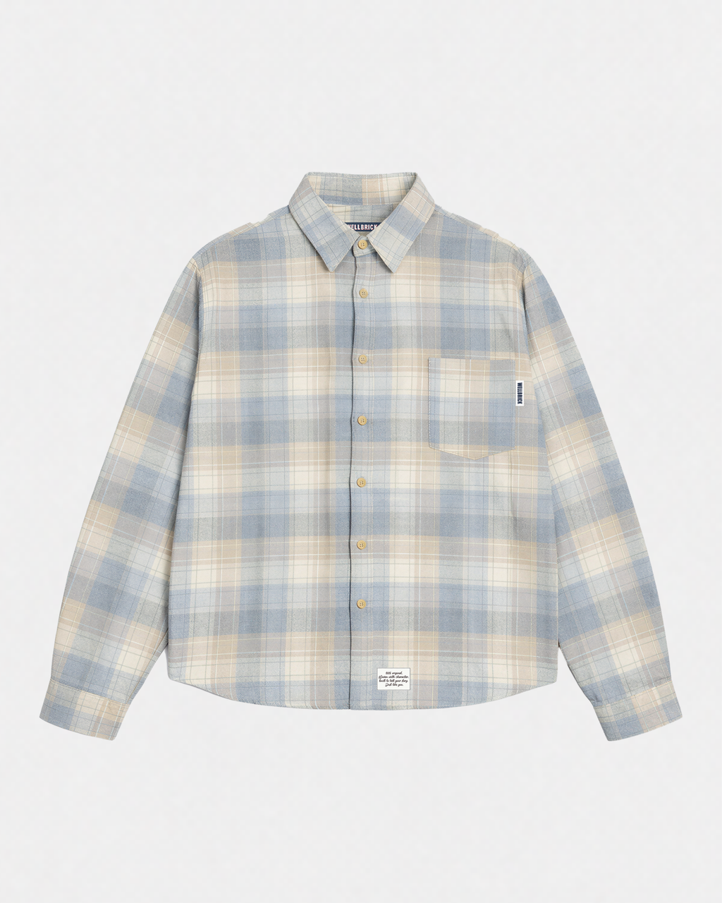 Oversized Flannel Shirt - Washed Blue