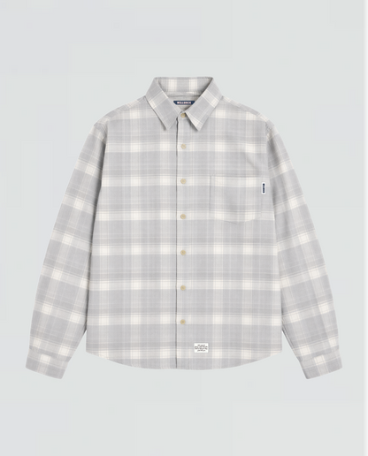 Oversized Flannel Shirt - Washed Grey