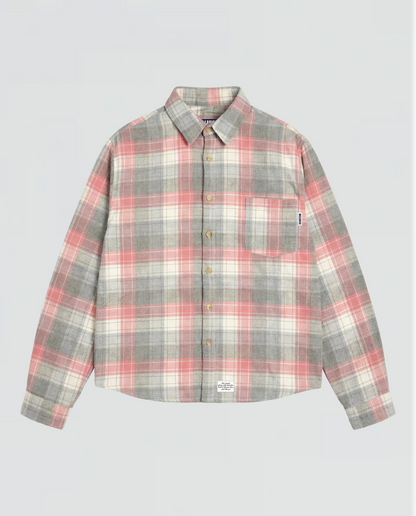 Oversized Flannel Shirt - Washed Red