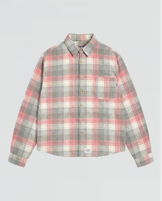 Oversized Flannel Shirt - Washed Red