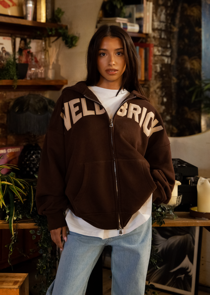 Varsity Brown Zip Hoodie